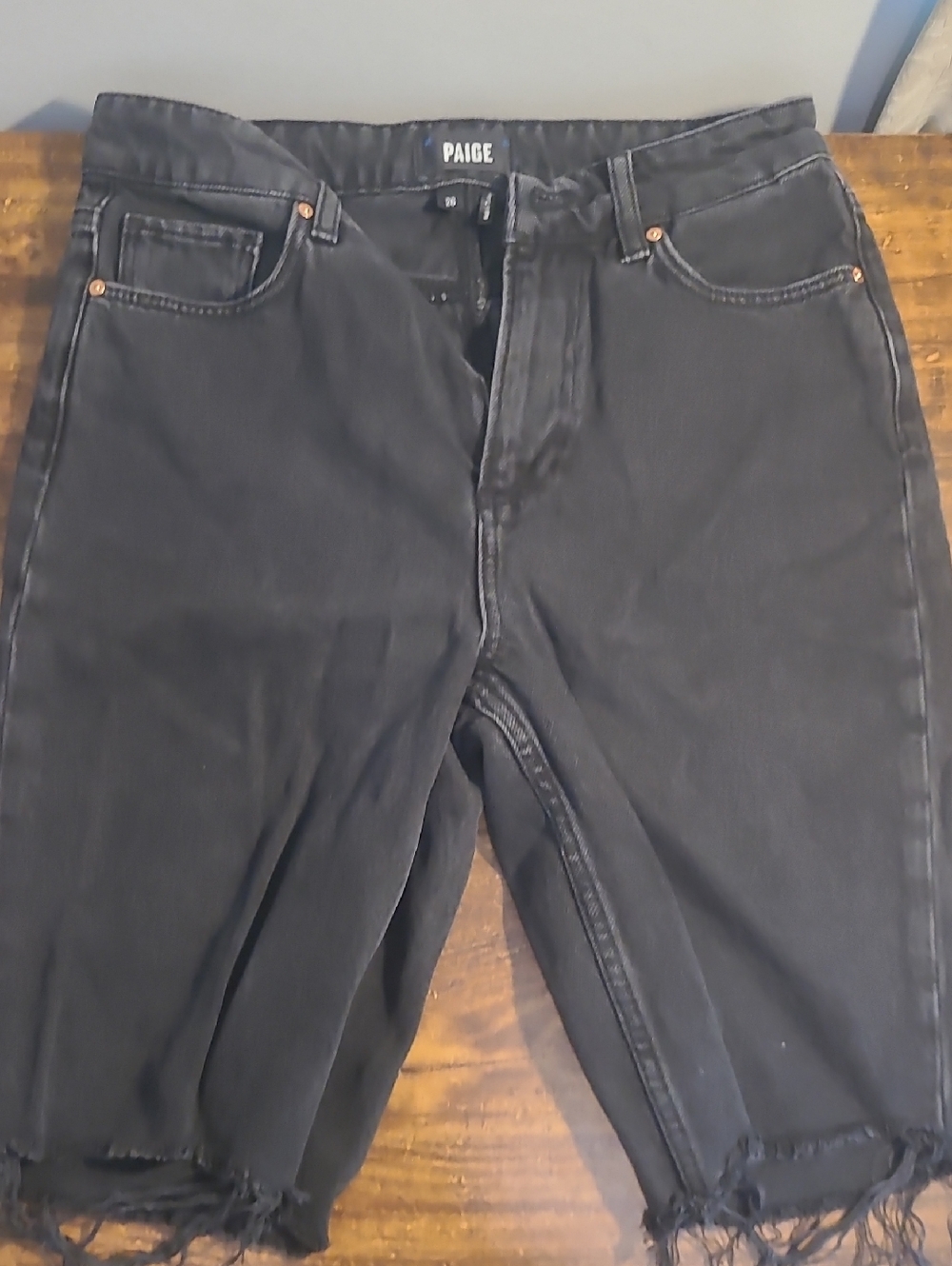 PAIGE Men's Black Slim Straight‎ Frayed Hem Jeans